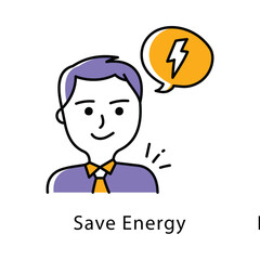 Save Energy Vector Filled Outline Style icon. Eps 10 File