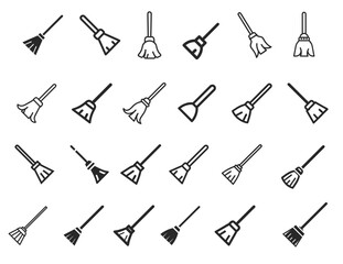 Broom icon set isolated. vector. editable