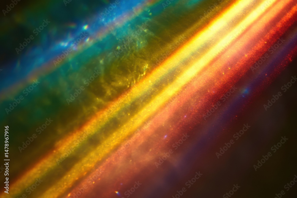Poster abstract light refraction with rainbow colors creating a dynamic diagonal pattern studio shot for ba