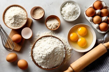 Baking ingredients on a table with natural light