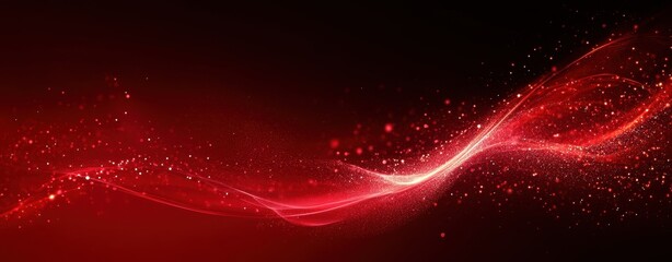 Dynamic red abstract design with glowing particles