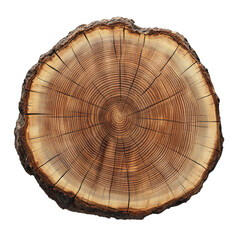 A Close-up View Of A Tree Stump Cross-section Showcasing The Intricate Ring Patterns Formed By The Wood's Growth The Texture Is Rough And Natural With Visible Bark Edges The Background Is A Clean Whit