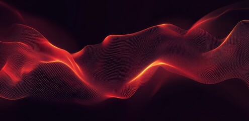 Obraz premium Abstract design of red wavy lines on dark background.