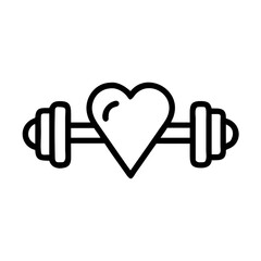 Obraz premium Heart Dumbbell Icon – Love Fitness Line Art Symbol for Healthy Lifestyle