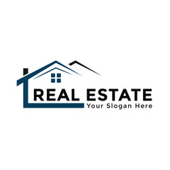 Simple House Real Estate Logo. Line art vector illustration. 