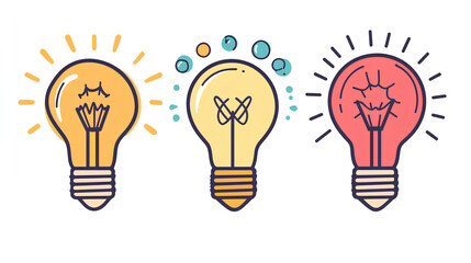 Light bulb light bulb idea icon concept top view on white background