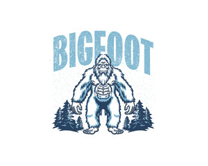 bigfoot snow monster illustration