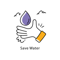 Save Water Vector Filled Outline Style icon. Eps 10 File