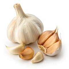 garlic on white background