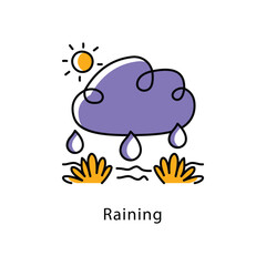 Raining Vector Filled Outline Style icon. Eps 10 File