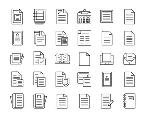 Hand drawn style document line icons for web and app interfaces