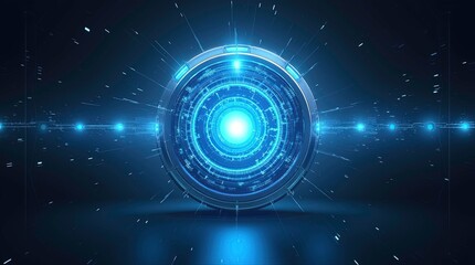 Obraz premium Abstract background with blue lights. Futuristic interface. Sci-fi style. AI generated