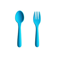 Vibrant Blue Silicone Spoon and Fork Set on Black Background