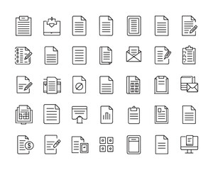 Flat line document icons perfect for digital workspace illustrations
