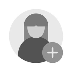 Add Female Profile icon vector image. Suitable for mobile apps, web apps and print media.