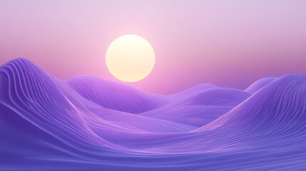Surreal Purple Landscape with Sunset in Abstract Desert