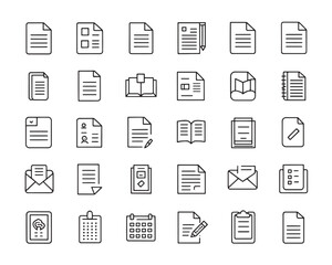 Vector document line icon collection for mobile apps and websites