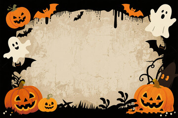 Spooky Frame with Pumpkins and Ghosts