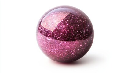Sparkling magenta sphere isolated on white background.