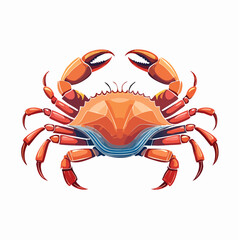 Stylized Orange Crab with Blue Stripes Illustration on Transparent Background