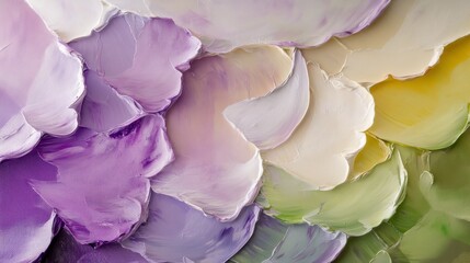 Textured Floral Abstract in Pastel Lavender and Cream Tones