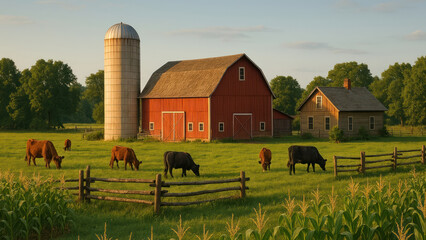 Idyllic rural farm landscape