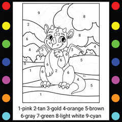 Simple Dinosaur color-by-number coloring book for kids