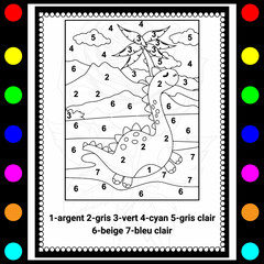 Simple Dinosaur color-by-number coloring book for kids