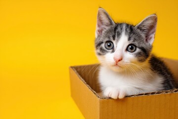 Kitten in a Cardboard Box