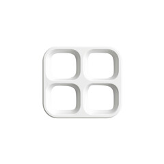 Abstract White Four-Compartment Tray Design Element