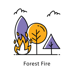 Forest Fire  Vector Filled Outline Style icon. Eps 10 File