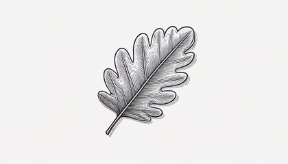 Flat Vector Line Art of Lobed Oak Leaf