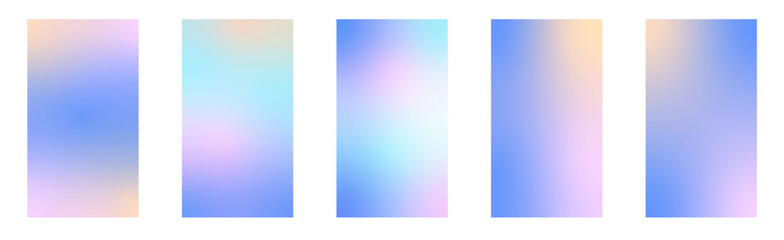 Set winter holographic gradient. Pastel Christmas background, modern winter blue gradient vector design.
