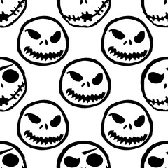 Seamless background of scary hand-drawn faces