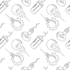 Seamless background of hand-painted incandescent lamps
