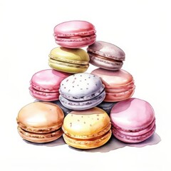 Fototapeta premium an AI Image Generator, Stack of Colorful Gourmet Macarons in Delightful
