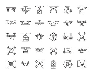 Modern drone line art symbols for futuristic interface design
