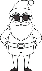  Funny Beach Santa Line Art with Sunglasses and Shorts.