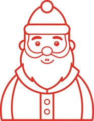 Minimalist Santa Claus Line Art Illustration for Christmas Design.