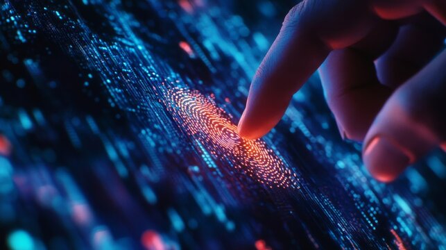 Fingerprint being scanned on a digital interface