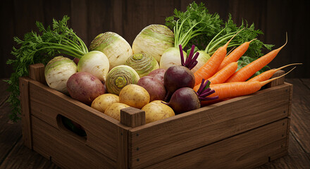 Fresh Produce Basket: Fruits, Vegetables, and Leafy Greens