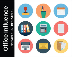 Office Supplies And Work Tools Flat Icon Design Illustration Vector Graphics