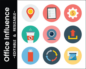 Office Productivity Icons Collection Flat Style Modern Design Vector Illustration Presentation Set