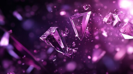 Abstract Shiny Purple Crystals Floating in Space