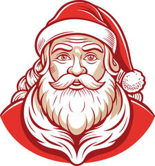 Vintage Santa Claus Line Art Illustration.