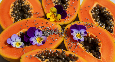 Close-up of Yellow and Orange Fruit Seeds