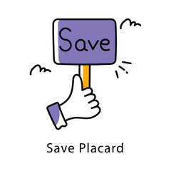 Save Placard Vector Filled Outline Style icon. Eps 10 File