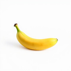 "Close-up Photorealistic Image of a Ripe Yellow Banana Isolated on White Background with Soft Natural Shadows"

