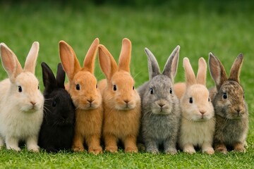 Obraz premium Adorable rabbits lined up together.