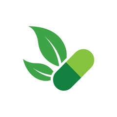 Herbal Capsule Leaf Medicine Logo